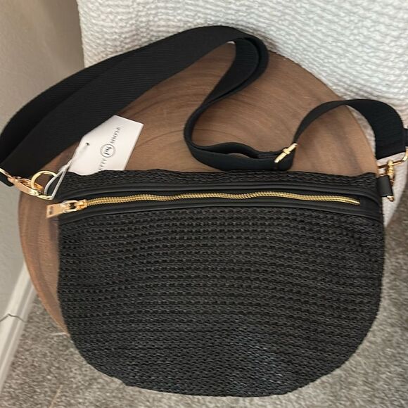 Pretty Simple Rachel Rafia Bum Bag/Black - Picture 4 of 8